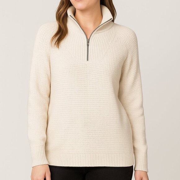 RDI Cream Quarter Zip Pullover Sweater Size Small NWT - Picture 1 of 7